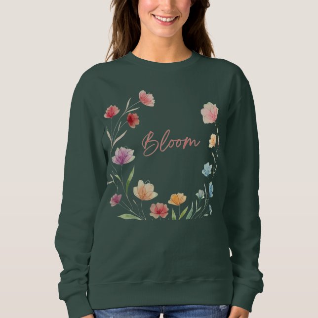 Bloom Floral Soft Pastel Botanical Design Sweatshirt (Vorderseite)