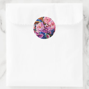 Bloom Floral Sun Fuchsia Pink Art Runder Aufkleber