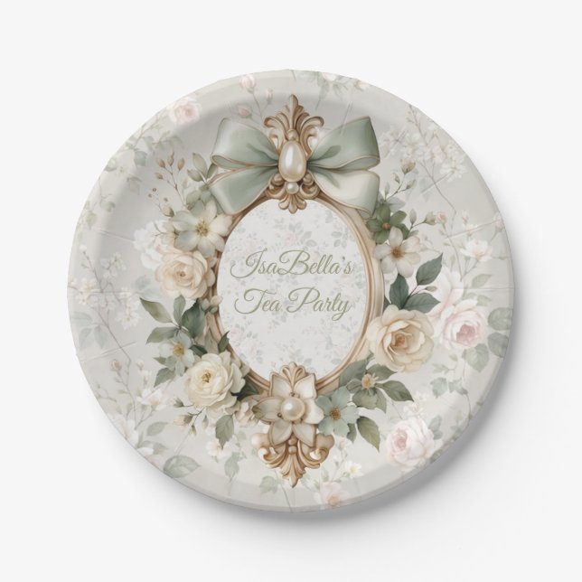 Bloom Floral Tea Party Paper Plates Pappteller (Vorderseite)