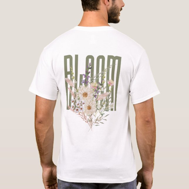 Bloom Floral Typografie Cotattationcore Ästhetik T-Shirt (Rückseite)