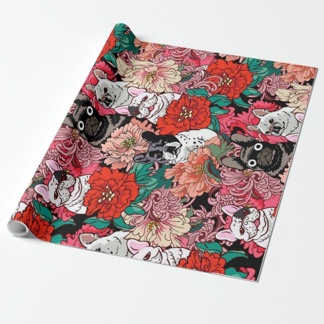 Bloom French Bulldog | Geschenk an US Independence Geschenkpapier (Ungerollt)