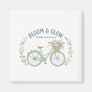 Bloom & Glow Vintage Floral Fahrrad Frühling Ästhe Magnet