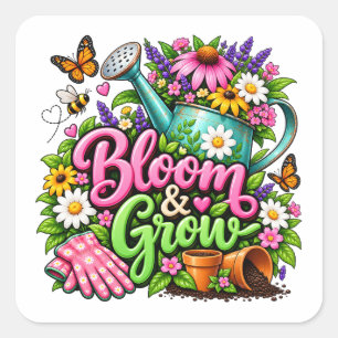 Bloom & Grow Gartendesign Quadratischer Aufkleber