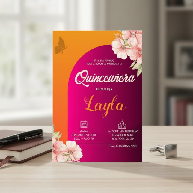 Bloom in Quinceañera! Boho Floral Mis Quince Einladung (Bloom into Quinceañera! Boho Floral Mis Quince Invitation)