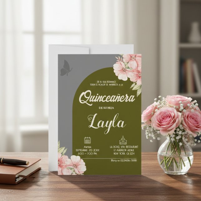 Bloom in Quinceañera! Boho Floral Mis Quince Einladung (Bloom into Quinceañera! Boho Floral Mis Quince Invitation)