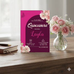 Bloom in Quinceañera! Boho Floral Mis Quince Einladung