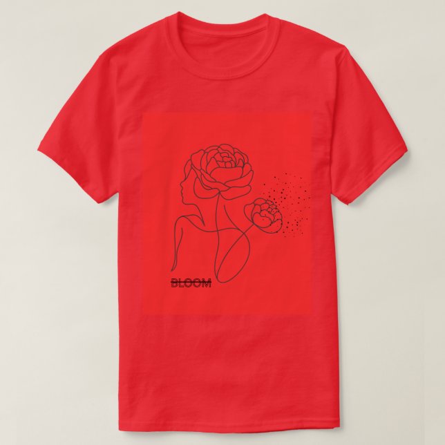 Bloom in Red – Artistic Floral Girl T-Shirt in Cl (Design vorne)