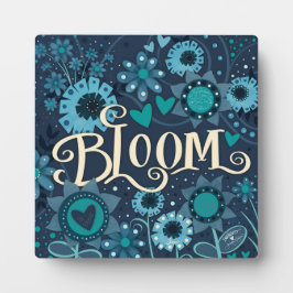 Bloom Inspirational Herz Bloral Hübsch Blau Fotoplatte