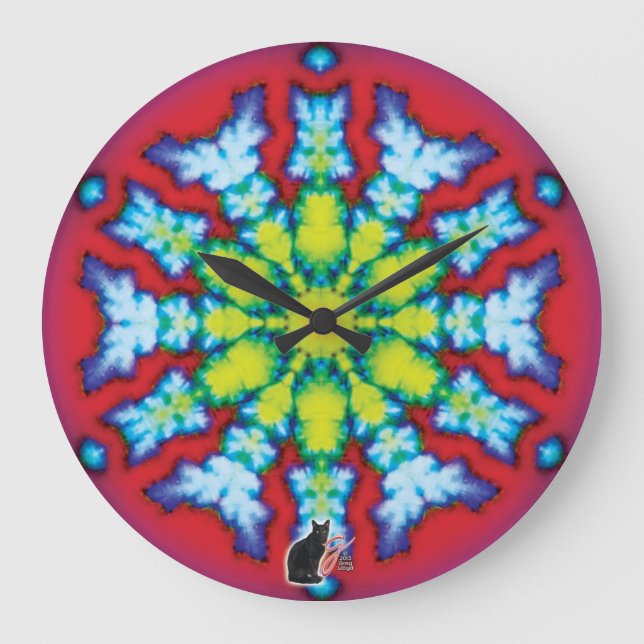 Bloom Kaleidoskop Große Wanduhr (Vorderseite)