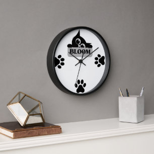 Bloom-Katzenwanduhr – Süßes florales Katzendesign Uhr