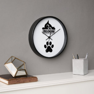 Bloom-Katzenwanduhr – Süßes florales Katzendesign Uhr