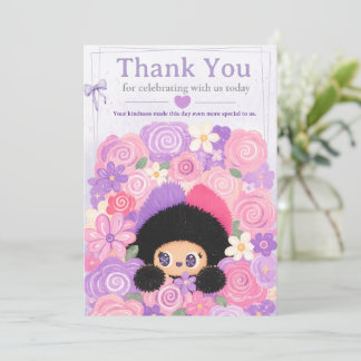 Bloom Kitty Floral Dankeschön-Karte | Kindergeburt Einladung
