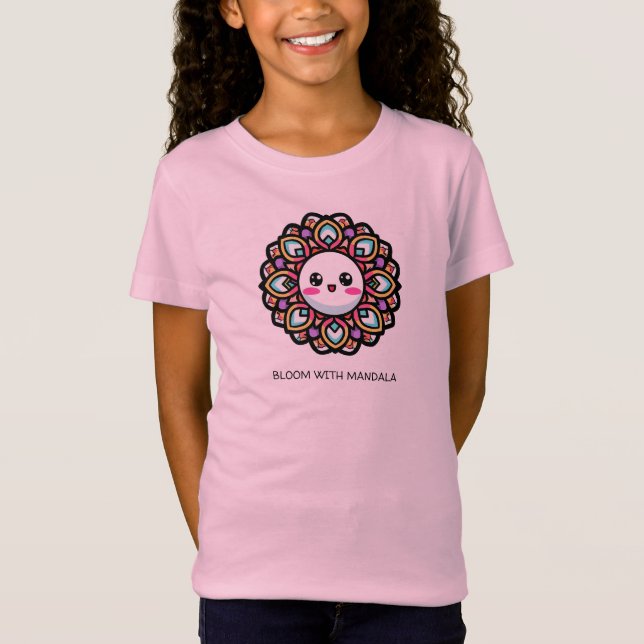 Bloom mit Mandala Blume Design T-Shirt (Vorderseite)