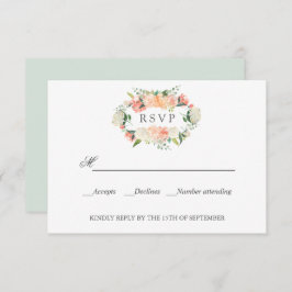 Bloom Peach Pink Botanical WEDD RSVP