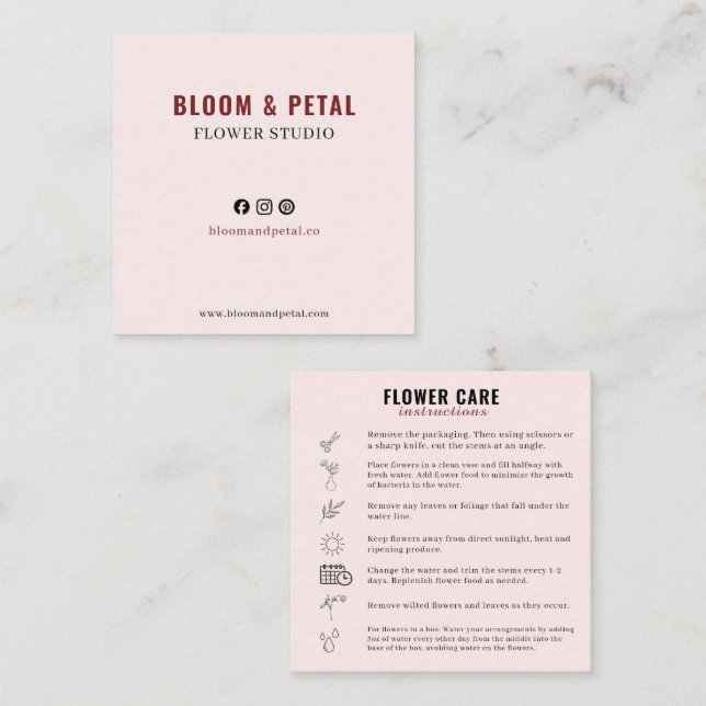 Bloom & Petal Flower Studio Visitenkarte (Vorne/Hinten)