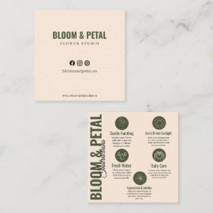 Bloom & Petal Sage-Grün-Blumenpflegekarte Quadratische Visitenkarte