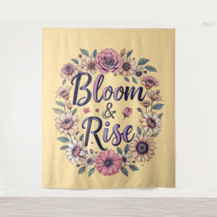 Bloom & Rise florale Typografie Wandteppiche