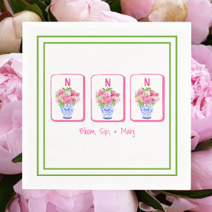 Bloom, Sip & Mahj Pfingstrosen-Chinoiserie-Mahjong Serviette