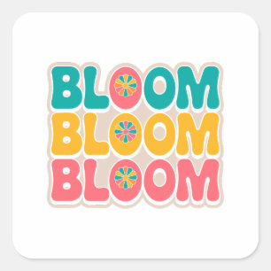 Bloom Spring Vibes - Niedlich & farbenfroh Lettern Quadratischer Aufkleber