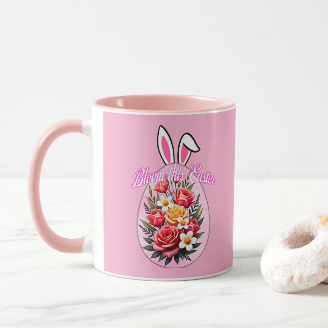 Bloom This Easter – Floral Easter Egg Art - caneca Tasse (Mit Donut)
