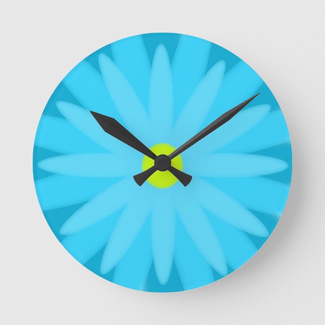 Bloom Turquoise Runde Wanduhr (Vorderseite)