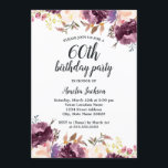 Bloom Watercolor Lila Floral 60. Geburtstagsparty Einladung<br><div class="desc">Hübscher Blumengeburtstag Einladungen im Kleinen Bayleigh Store!</div>