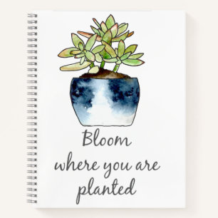 Bloom Where Planted Jade Pot Spiral Notebook Notizbuch