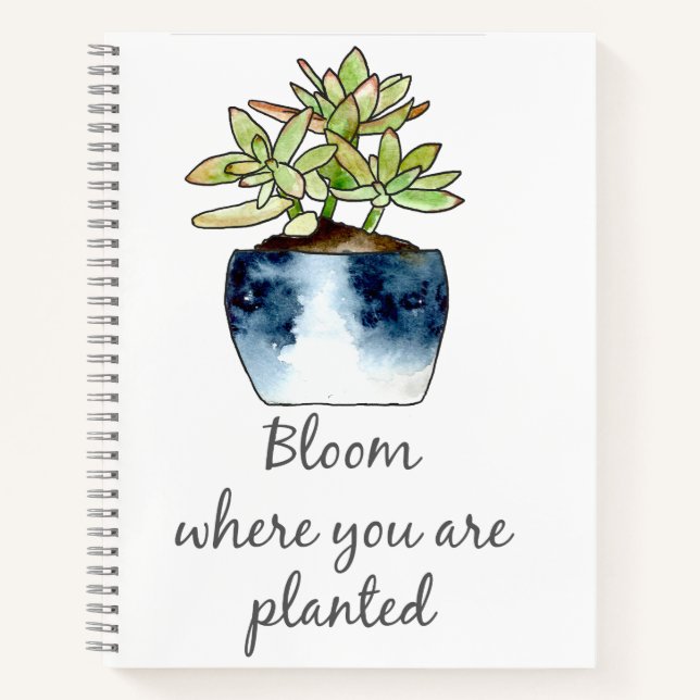 Bloom Where Planted Jade Pot Spiral Notebook Notizbuch (Vorderseite)