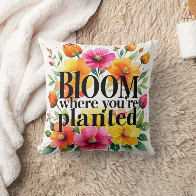Bloom where you are Planted - Vibrant floral motiv Kissen (Decke)
