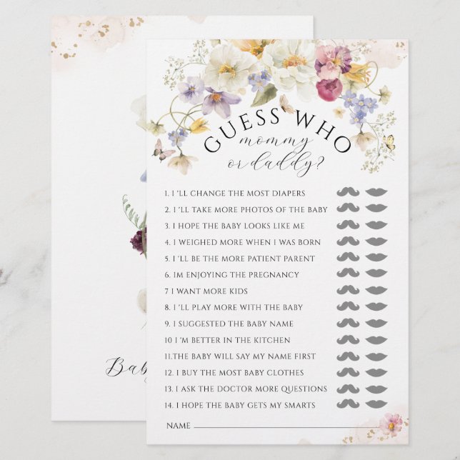 Bloom Wildblume Rustic Baby Showspiel (Vorne/Hinten)