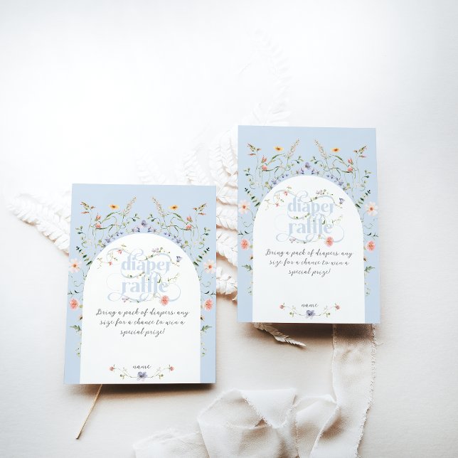 Bloom Wildflower Blue Boy Baby Shower diaper Begleitkarte (Von Creator hochgeladen)