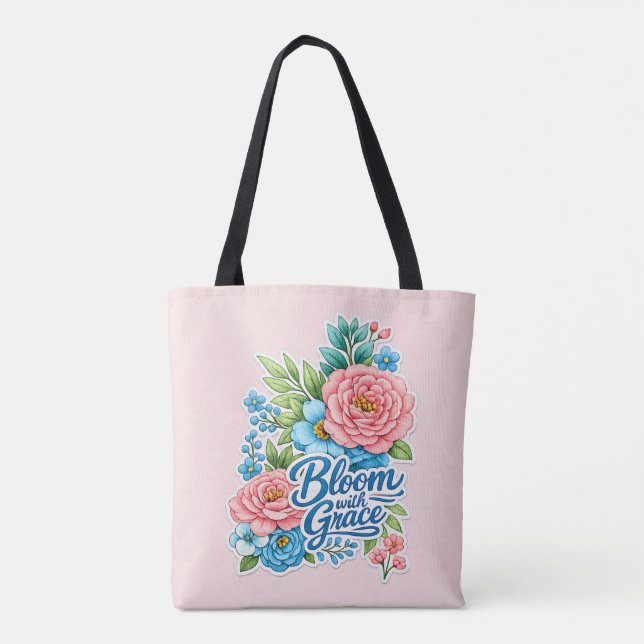 🌸👜 „Bloom with Grace“-Einkaufstasche (Rückseite)