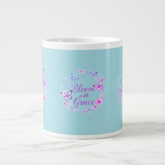 "Bloom with Grace" Elegante Quote-Tasse Jumbo-Tasse