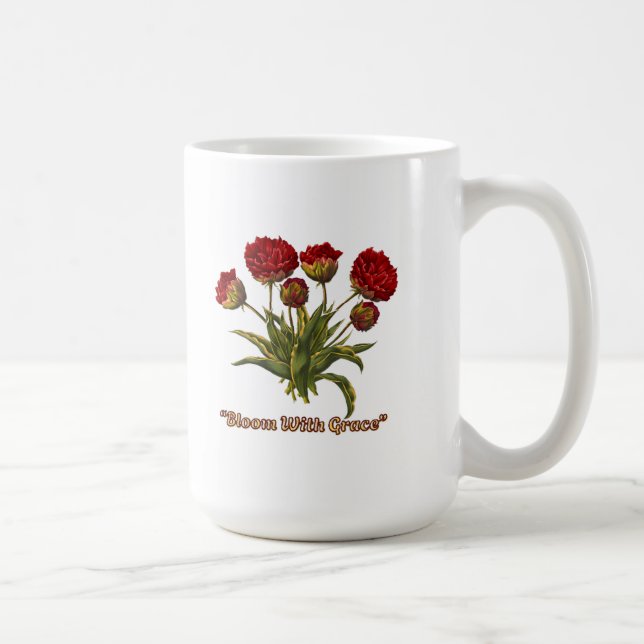Bloom With Grace Floral | Elegant Botanical Quote Kaffeetasse (Rechts)
