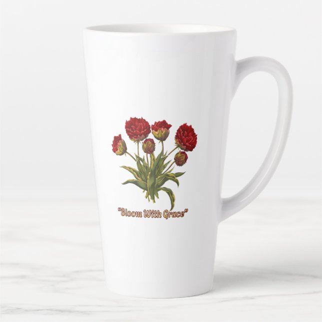 Bloom With Grace Floral | Elegant Botanical Quote Milchtasse (Rechts)