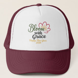 Bloom with Grace Hut   Frohes Neues Jahr 2026 Truckerkappe