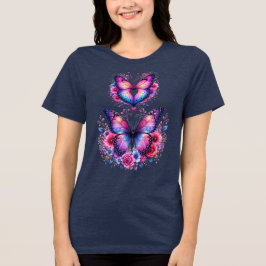 Bloom With Grace Schmetterling Blumen Frauen T-Shi Tri-Blend Shirt