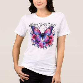 Bloom With Grace Schmetterling Blumen Frauen T-Shi Tri-Blend Shirt