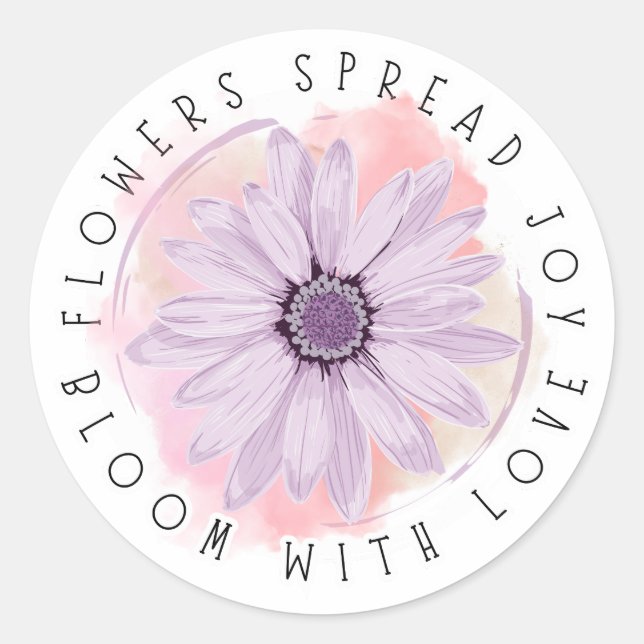Bloom with Joy – Flower Power Sticke Runder Aufkleber (Vorderseite)