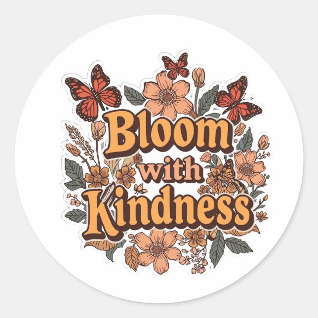 Bloom With Kindness Retro Floral Sticker  (Vorderseite)