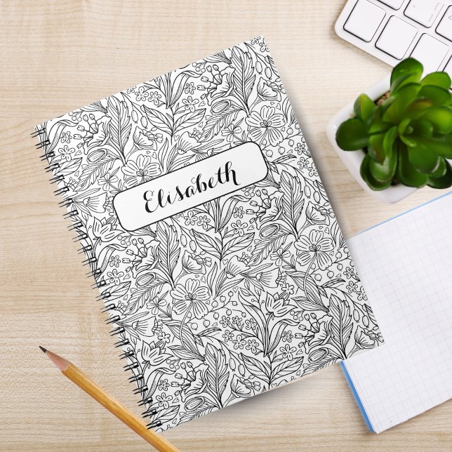 Bloom, wo du gepflanzt bist: Ein schwarzes Persona Notizblock (Bloom Where You're Planted: Black Personalized Notebook)
