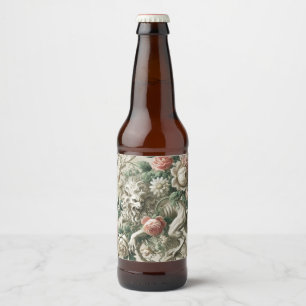 Bloombound Sentinel - Gothic Floral Design Bierflaschenetikett