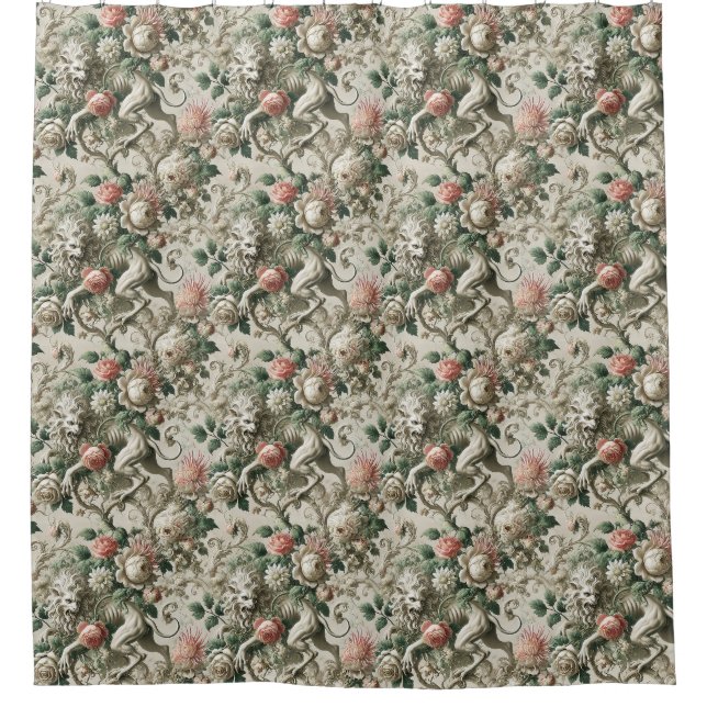 Bloombound Sentinel - Gothic Floral Design Duschvorhang (Vorderseite)