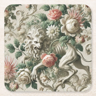 Bloombound Sentinel – Gothic Floral Design Rechteckiger Pappuntersetzer