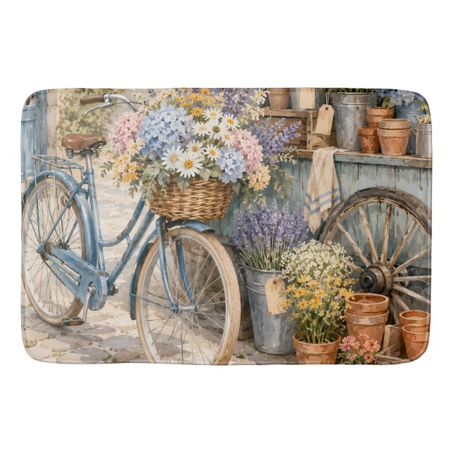 Bloomcore-Blumenmarkt-Fahrrad Badematte (Vorderseite)