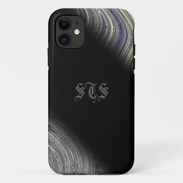 Bloomin Blue Fraktal Glimmer Monogram iPhone Case-Mate iPhone Hülle (Rückseite)