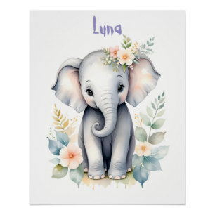 Blooming Baby Elephant Poster