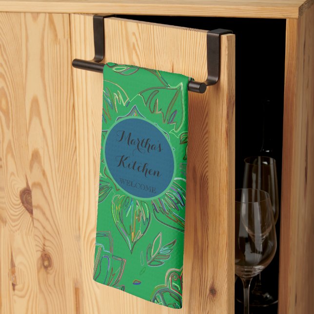 Blooming Bouquet Kelly Green Geschirrtuch (Drittel gefaltet)