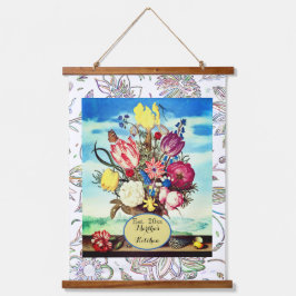 Blooming Bouquet Wandteppich Mit Holzrahmen