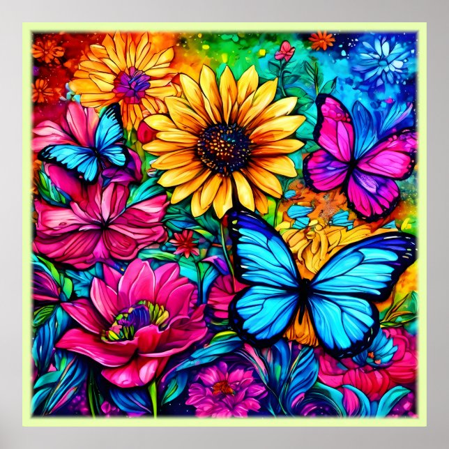 Blooming Butterfly Haven Poster (Vorne)
